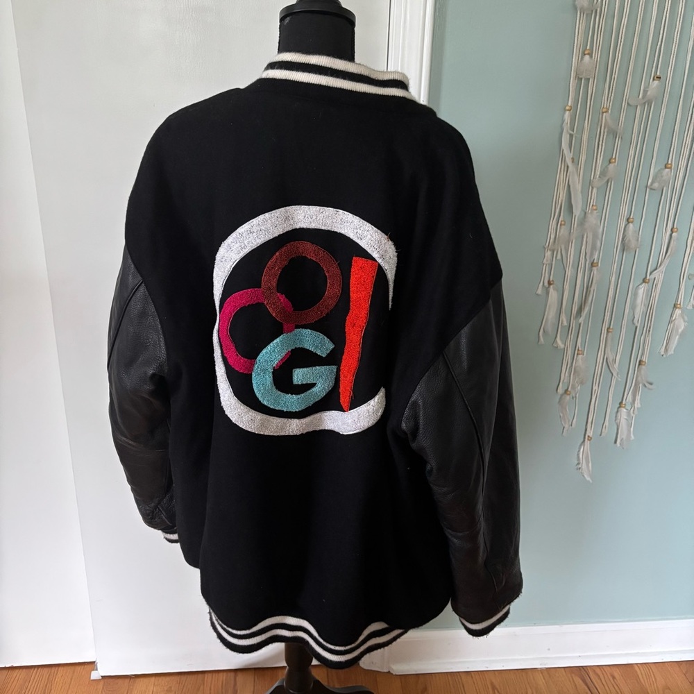 Vintage Coogi Black Varsity Jacket with Colorful Logo XXL